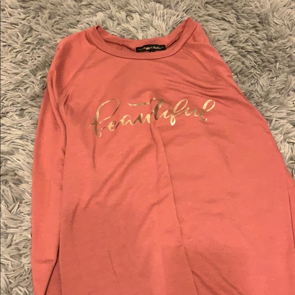 long sleeve pink sweater “beautiful”